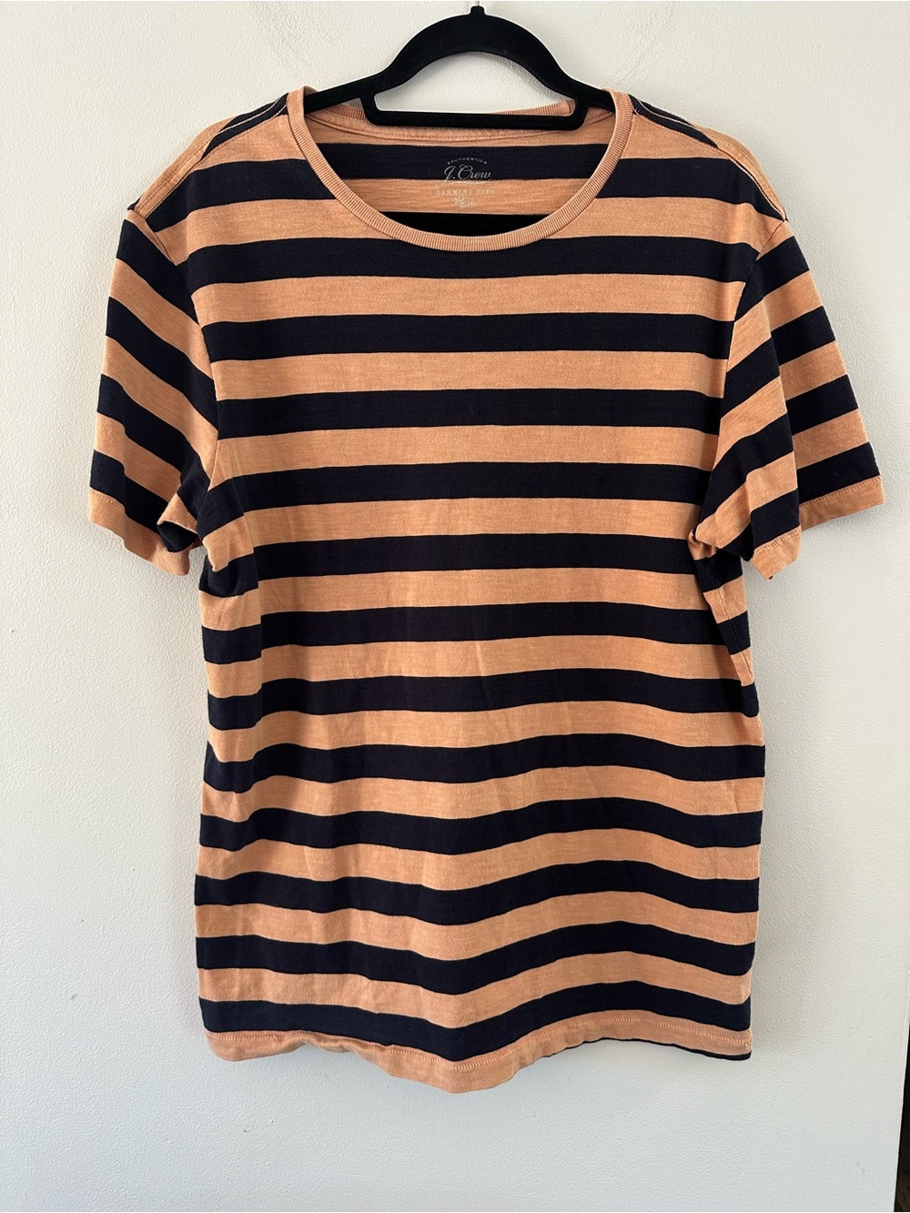 J. Crew Short-Sleeve Striped Crew Tee in Orange and Black